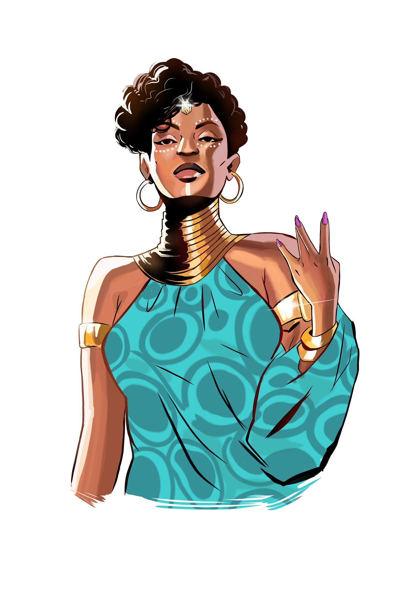 Portrait of Reina Jameela Califia Anacaona — African comic character